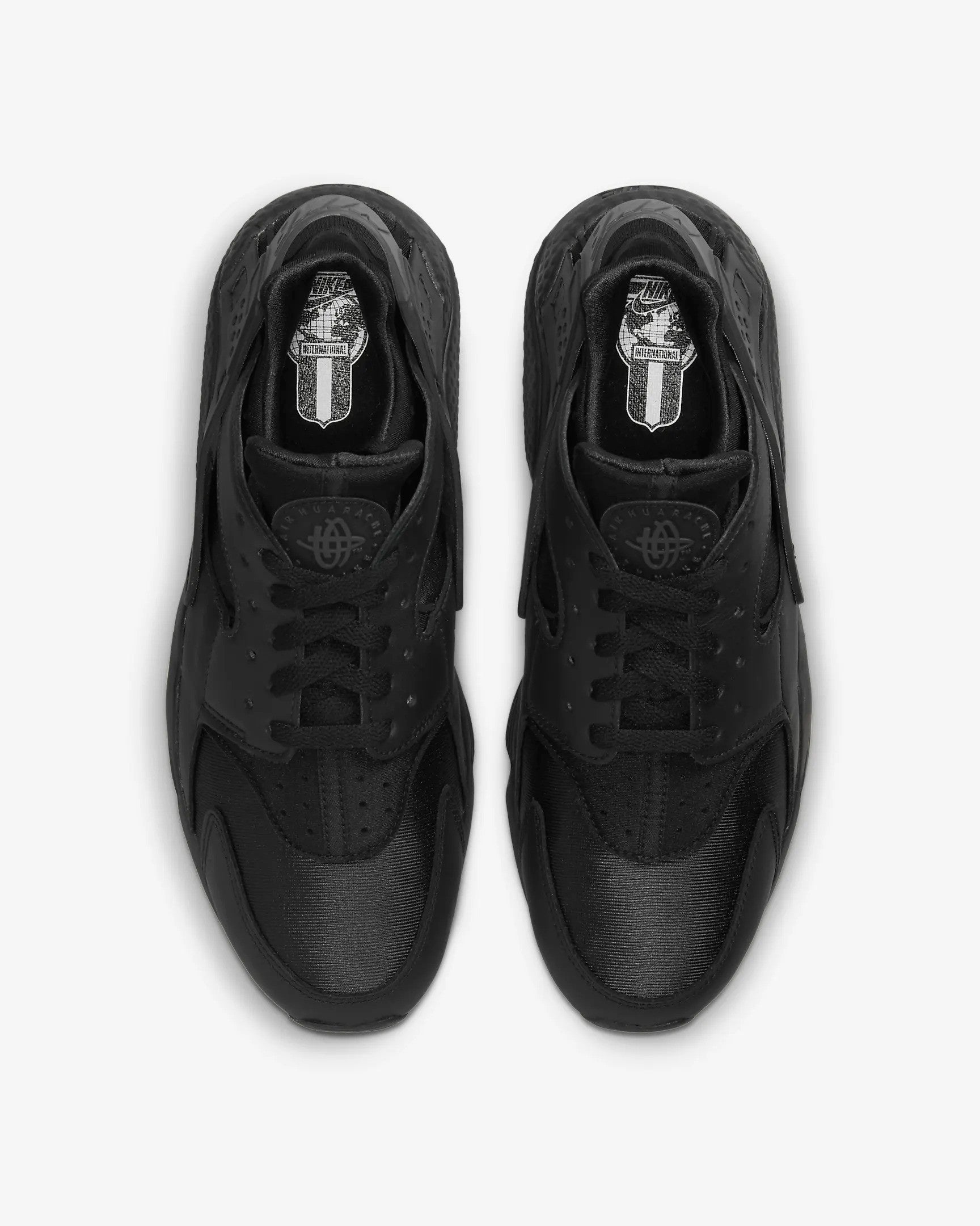 Nike Air Huarache Mens  Triple Black Shoes Sneakers Runners Trainers