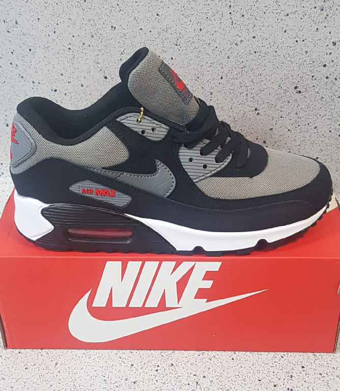 New Nike Air Max 90 Grey Black Red