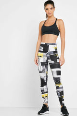 Reebok Workout Leggings Soft Cotton Black White Yellow Gym