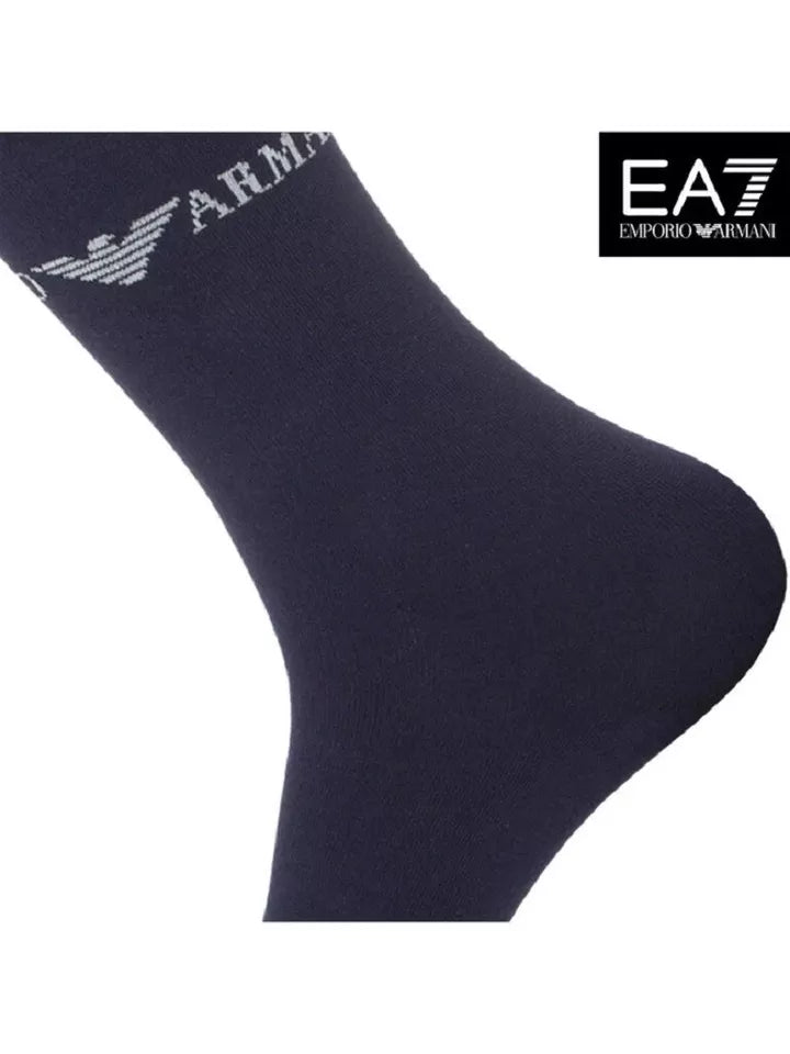 Emporio Armani Mens Designer Cotton Socks Pack of 3 Pairs, Tin Box Gift Pack