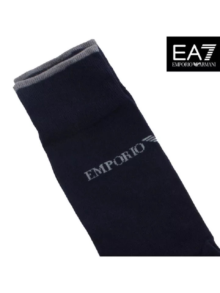 Emporio Armani Mens Designer Cotton Socks Pack of 3 Pairs, Tin Box Gift Pack