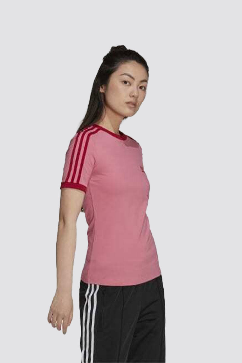 Adidas 3 Stripe Adicolor Classics Collegiate Tight T-shirt Pink Ivory